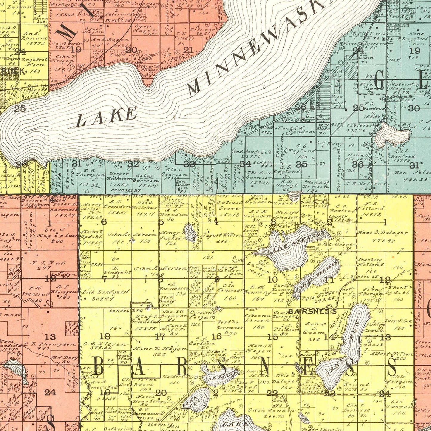 Vintage Map of Pope County, Minnesota, 1901