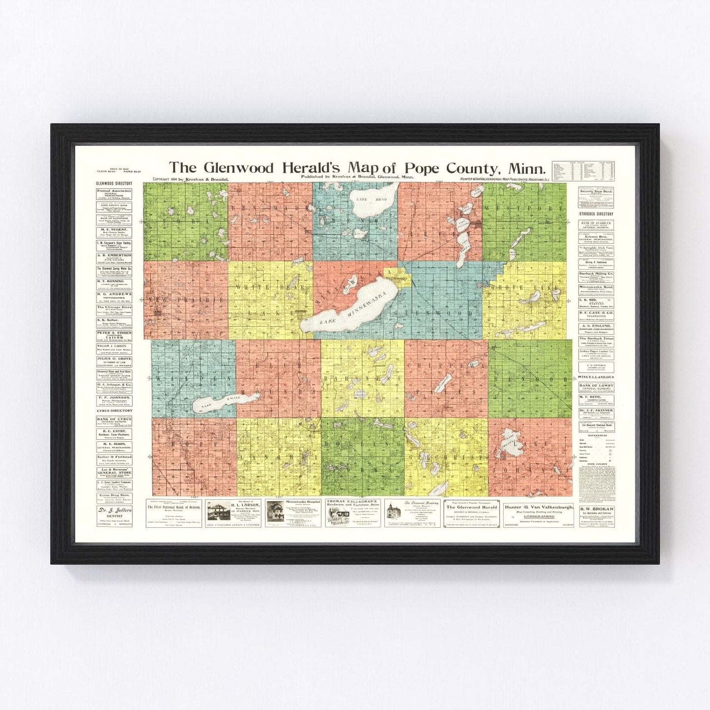 vintage map of Pope County, Minnesota, 1901