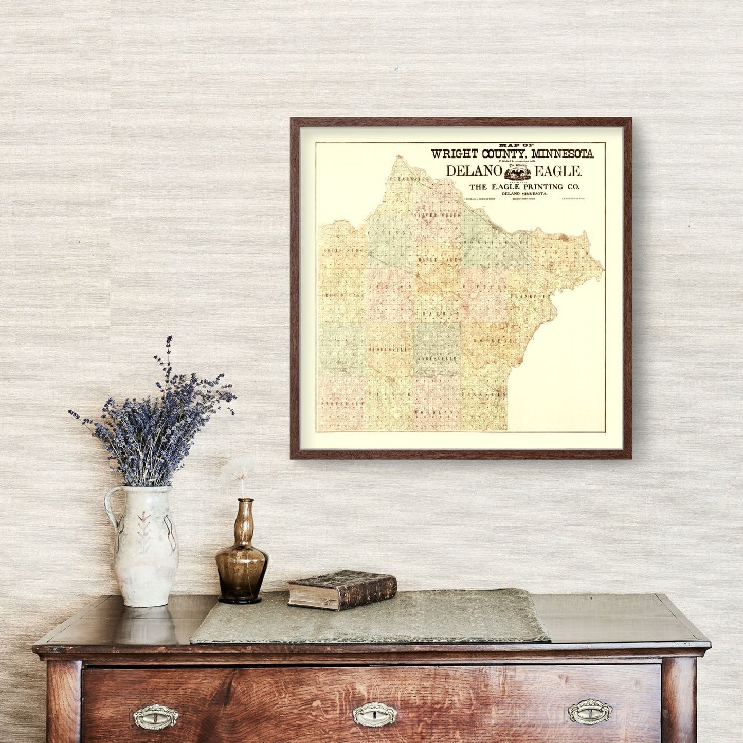Vintage Map of Wright County, Minnesota, 1901
