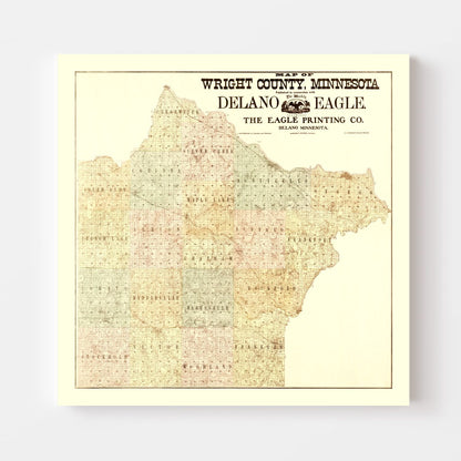 Vintage Map of Wright County, Minnesota, 1901