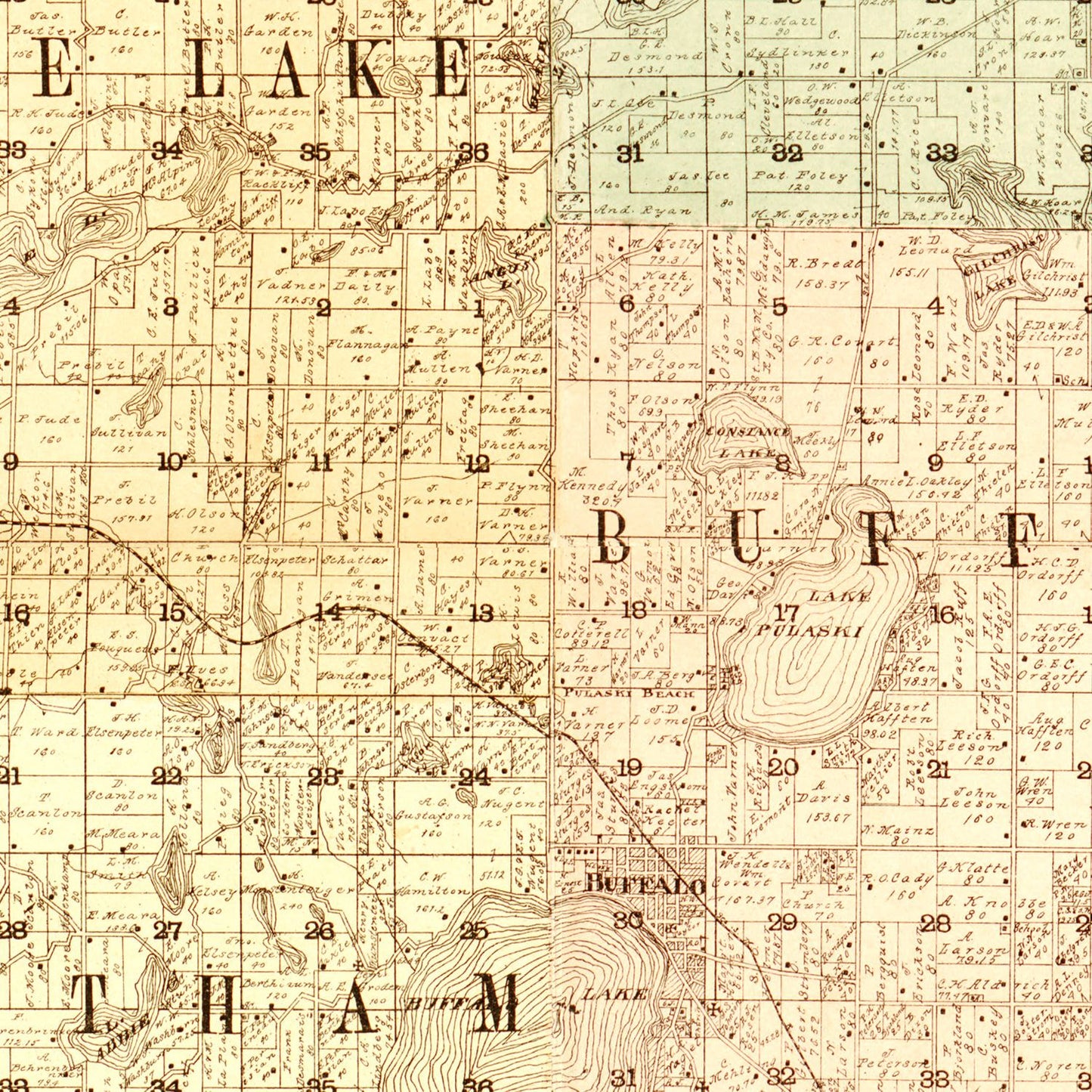 Vintage Map of Wright County, Minnesota, 1901