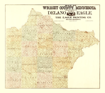 Vintage Map of Wright County, Minnesota, 1901