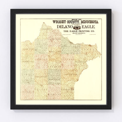 Vintage map of Wright County, Minnesota, 1901, digitally restored