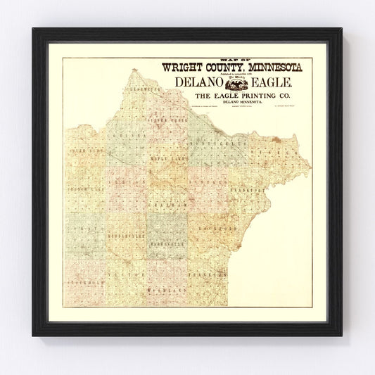 Vintage map of Wright County, Minnesota, 1901, digitally restored