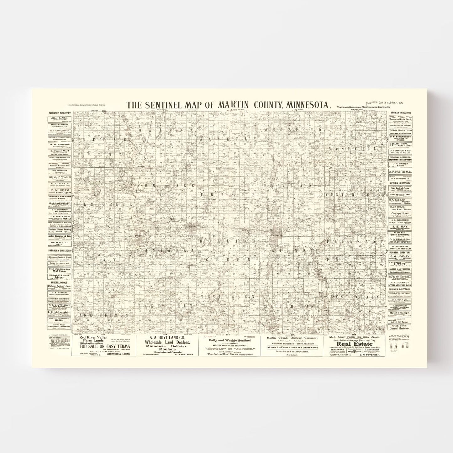 Vintage Map of Martin County, Minnesota, 1901