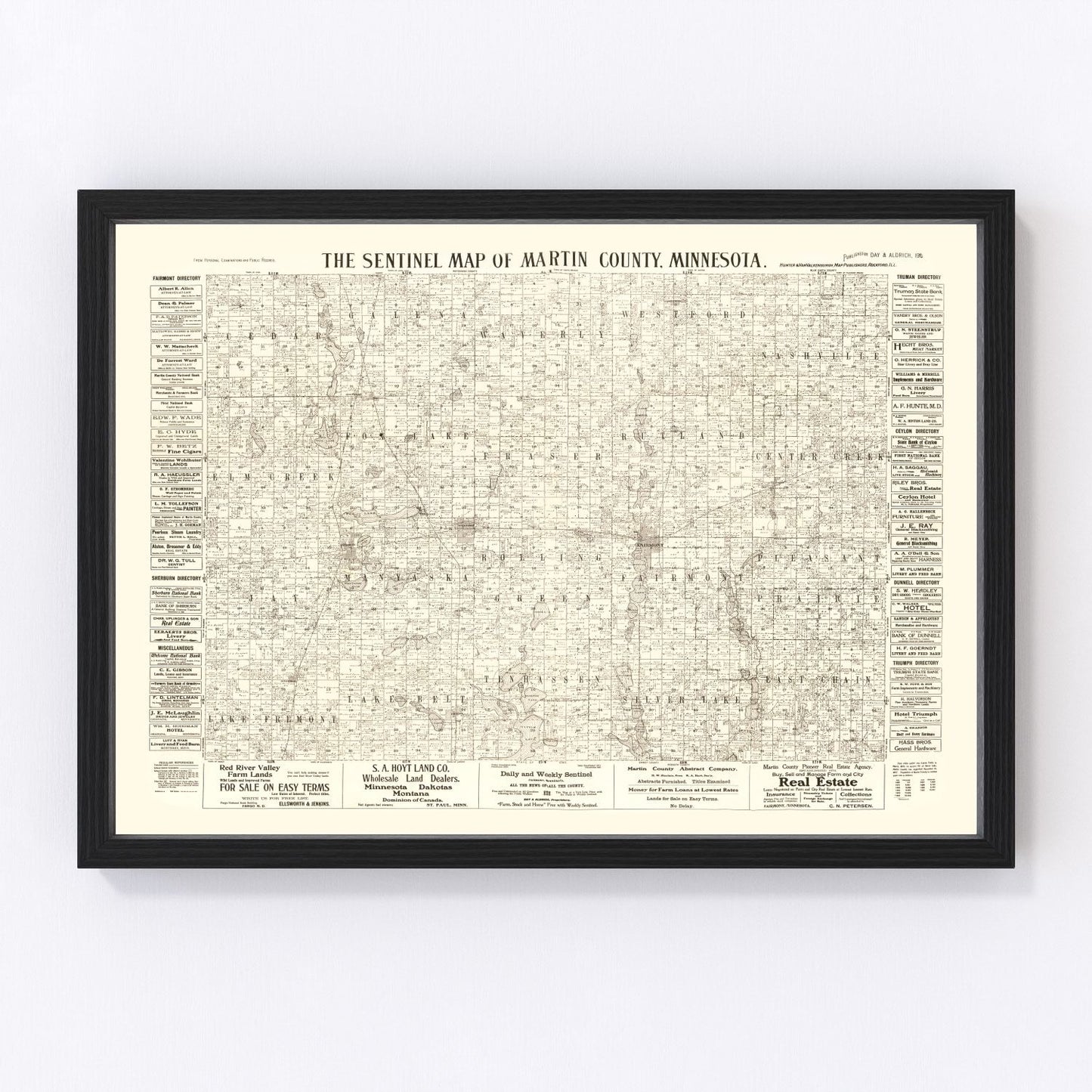 Vintage map of Martin County, Minnesota, 1901