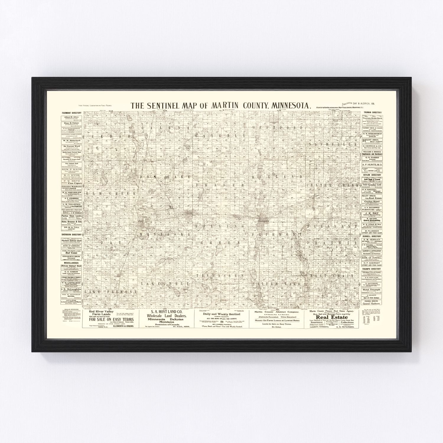 Vintage map of Martin County, Minnesota, 1901