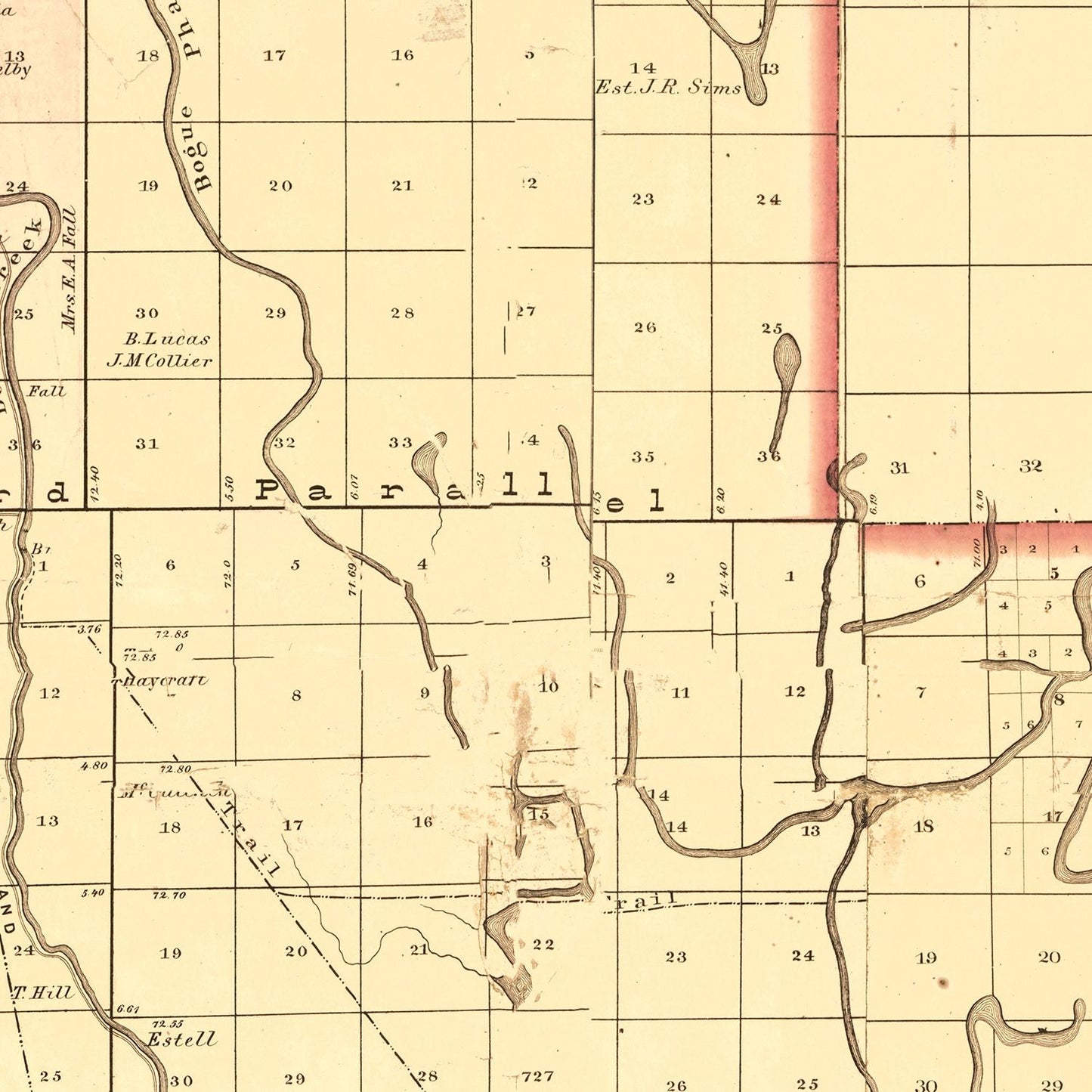 Vintage Map of Washington County, Mississippi 1871 - Edition II