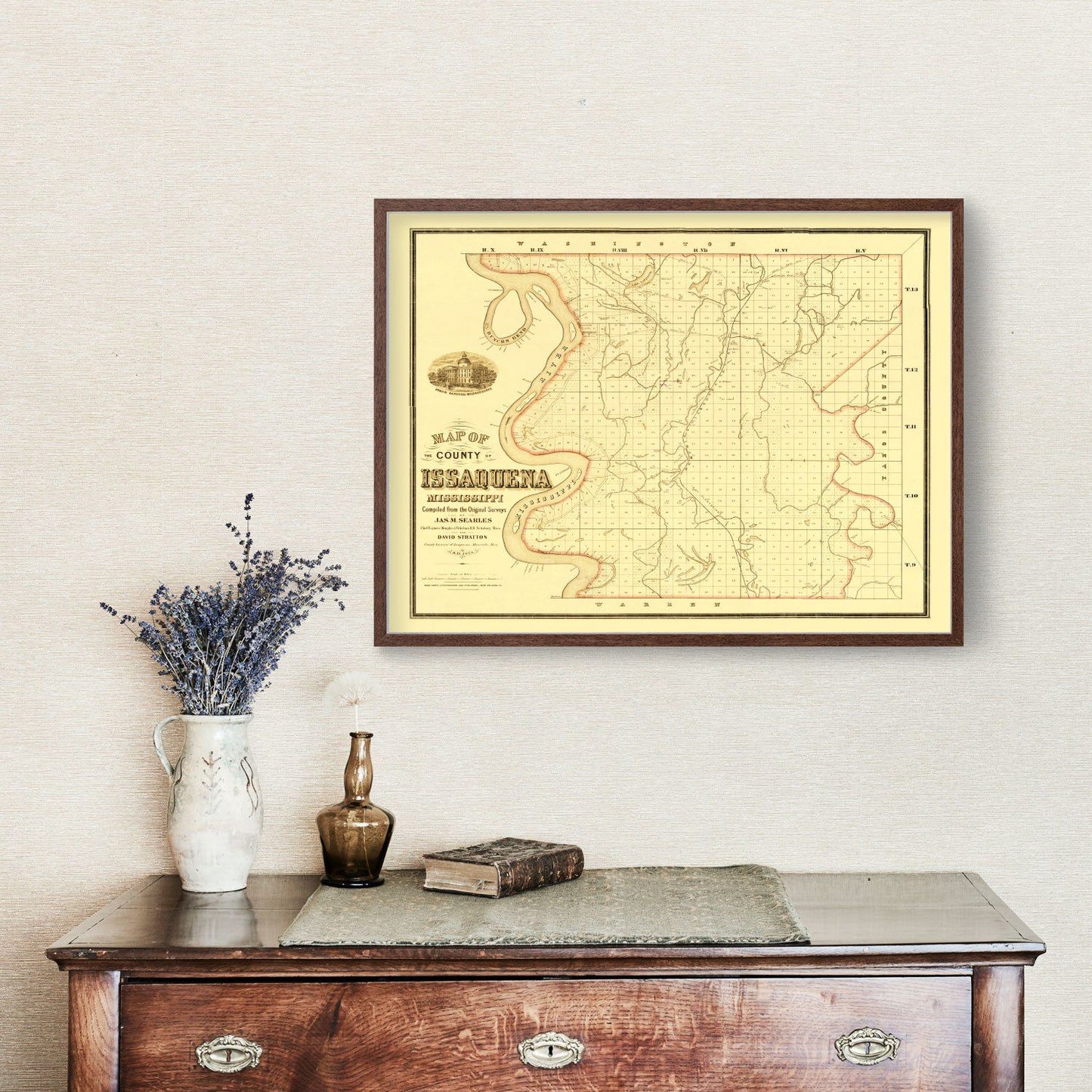 Vintage Map of Issaquena County, Mississippi, 1873