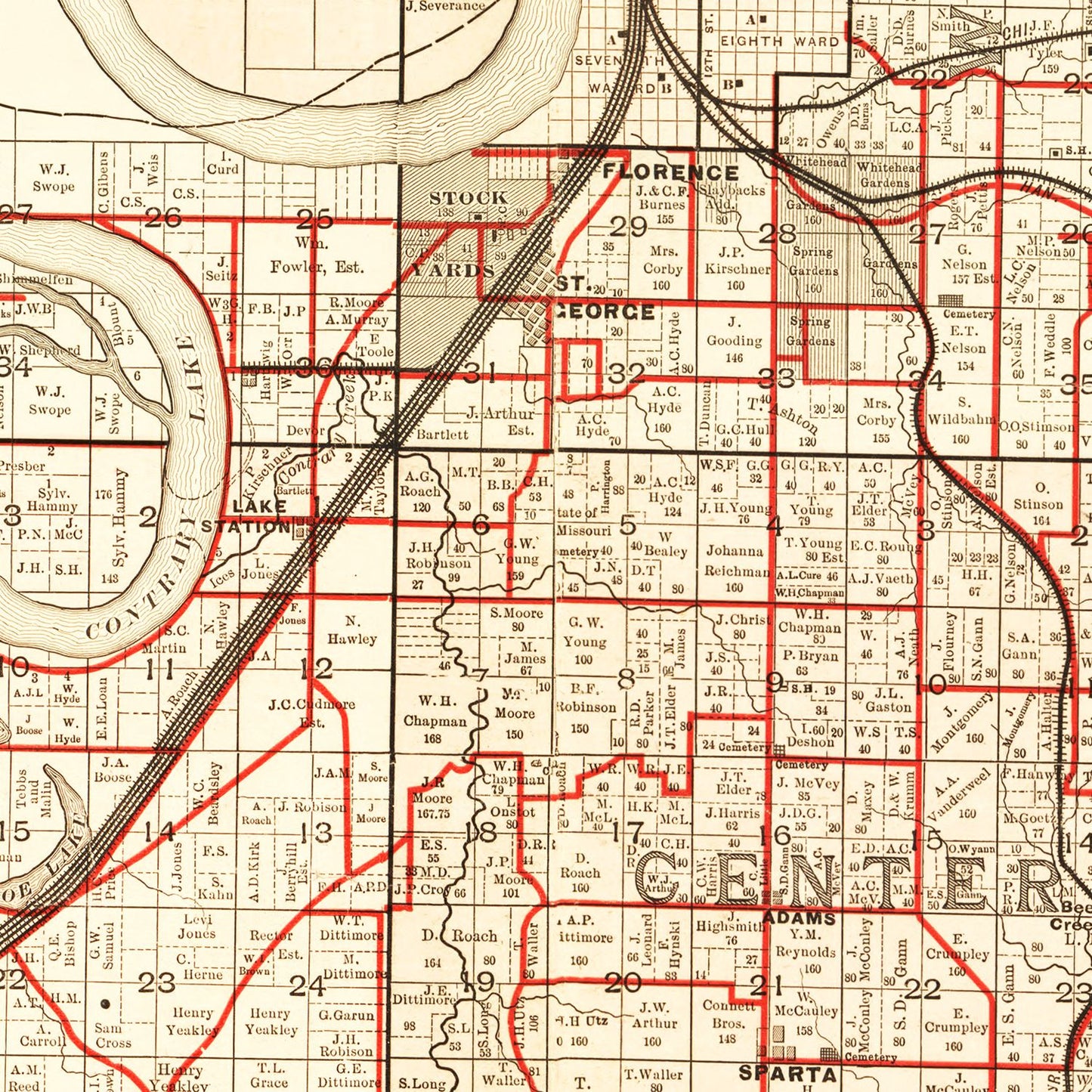 Vintage Map of Buchanan County, Missouri 1895 Wall Art