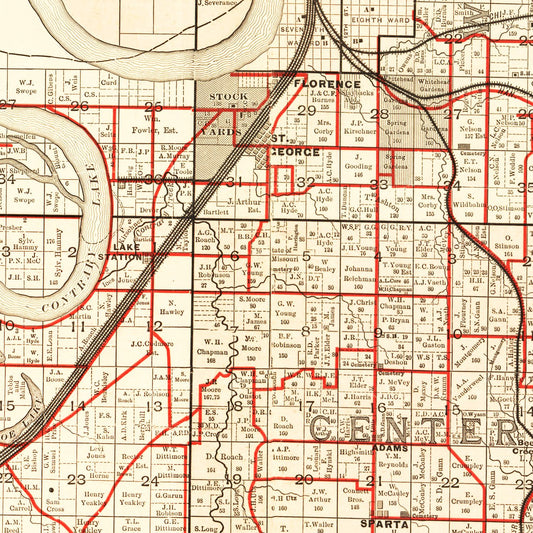Vintage Map of Buchanan County, Missouri 1895 Wall Art
