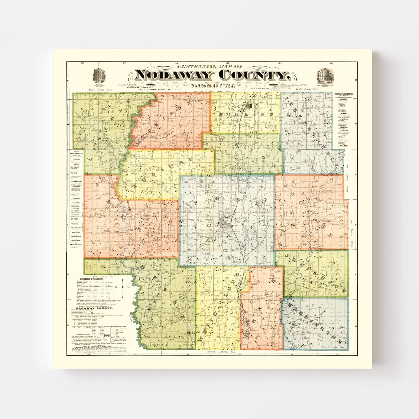 Vintage Map of Nodaway County, Missouri, 1900