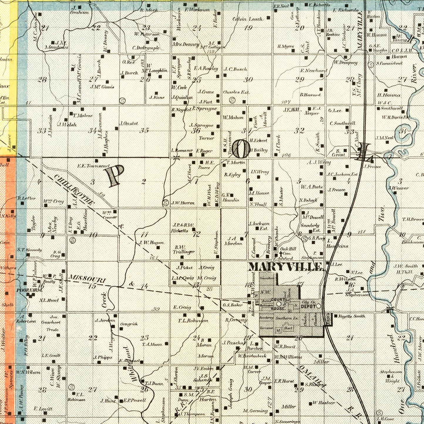 Vintage Map of Nodaway County, Missouri, 1900