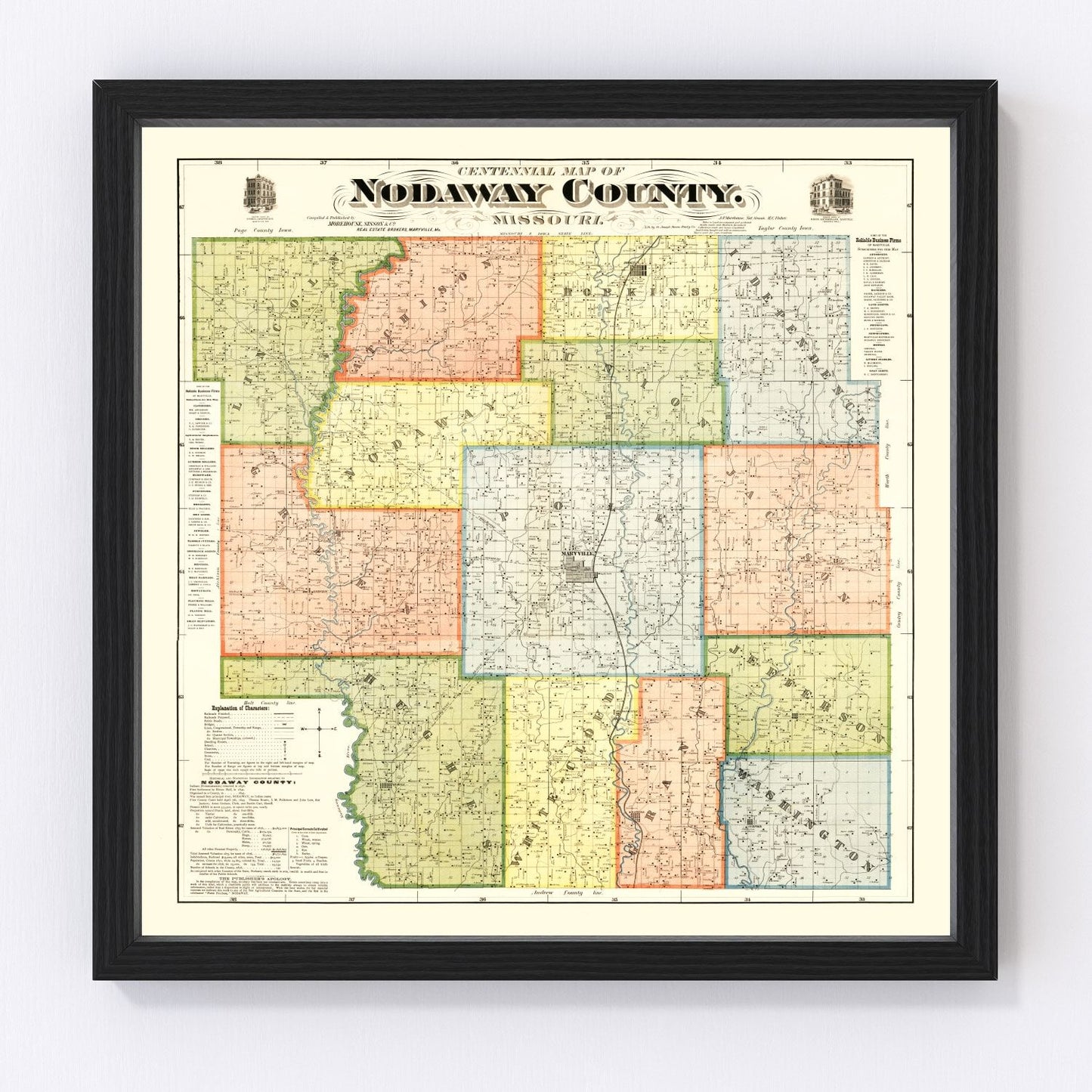 vintage map of Nodaway County, Missouri, 1900