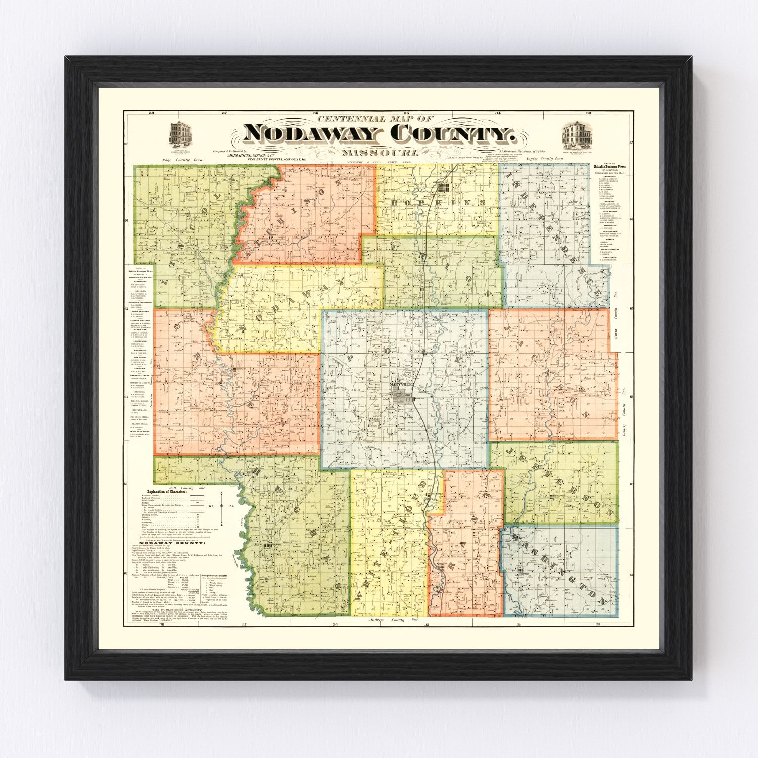 vintage map of Nodaway County, Missouri, 1900