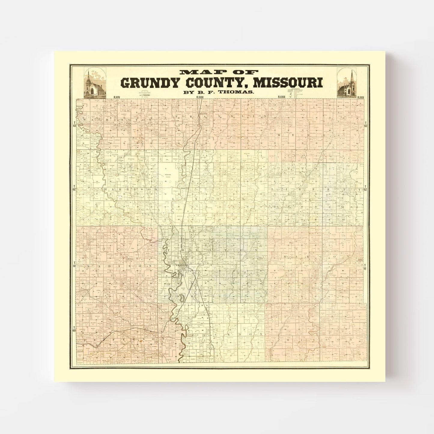 Vintage Map of Gundy County, Missouri, 1890 II