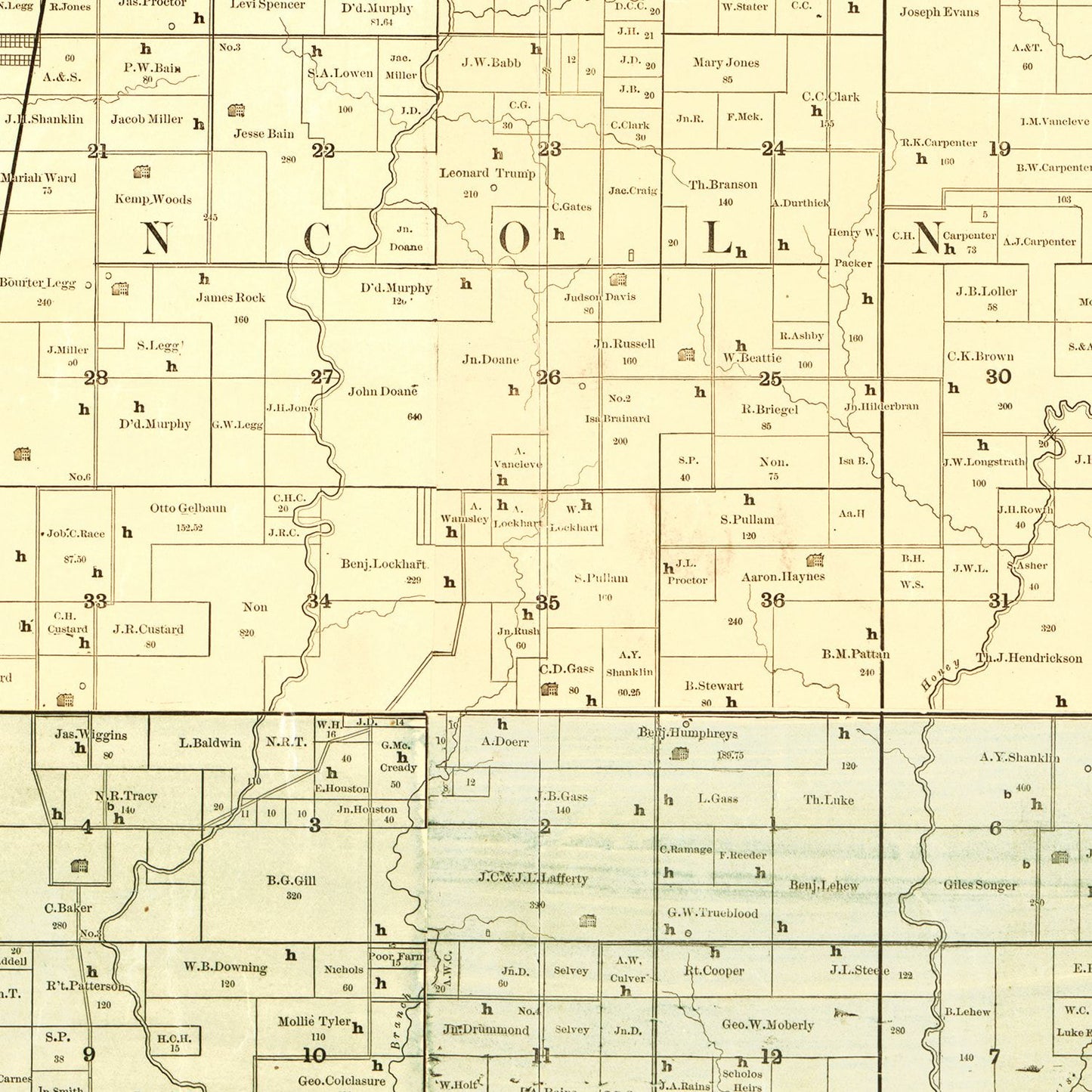 Vintage Map of Gundy County, Missouri, 1890 II