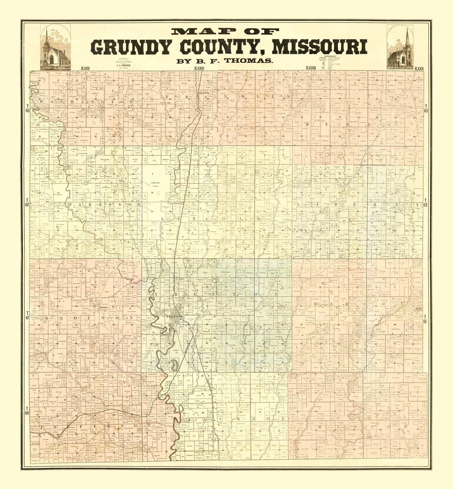Vintage Map of Gundy County, Missouri, 1890 II