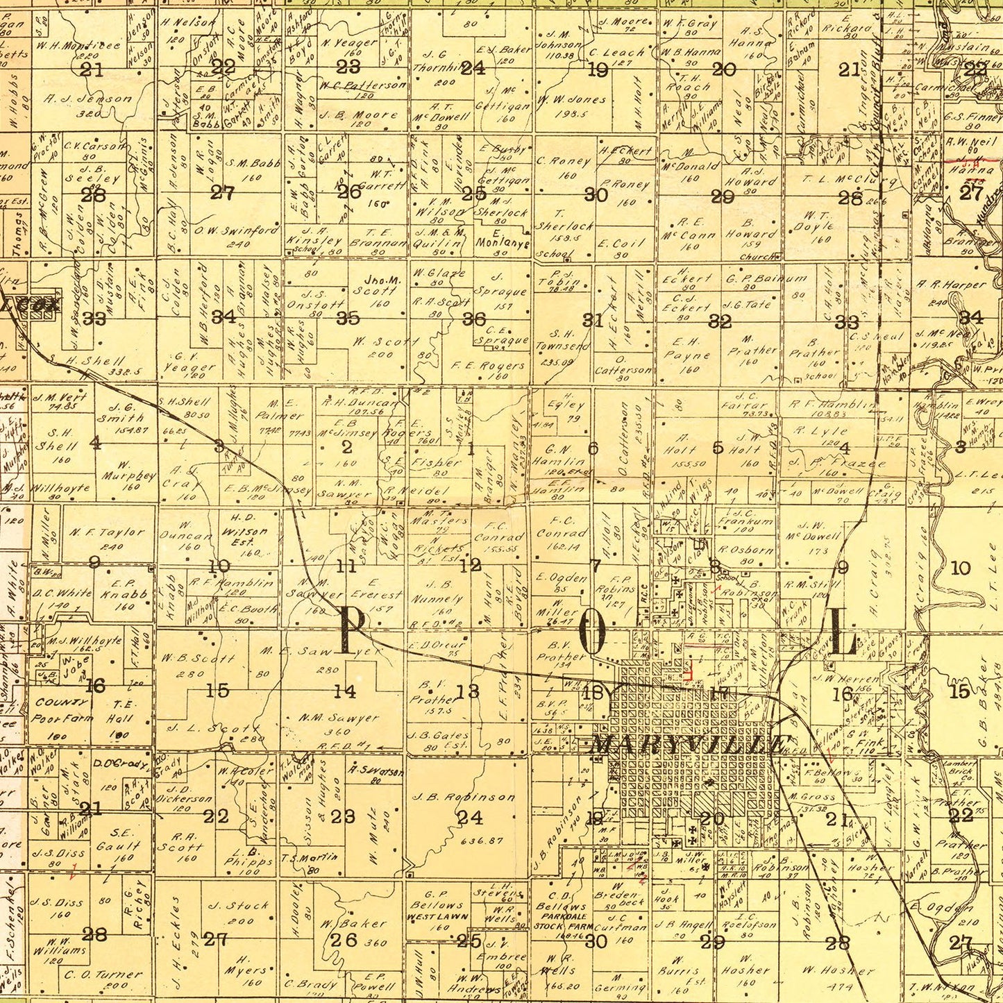 Vintage Map of Nodaway County, Missouri, 1906