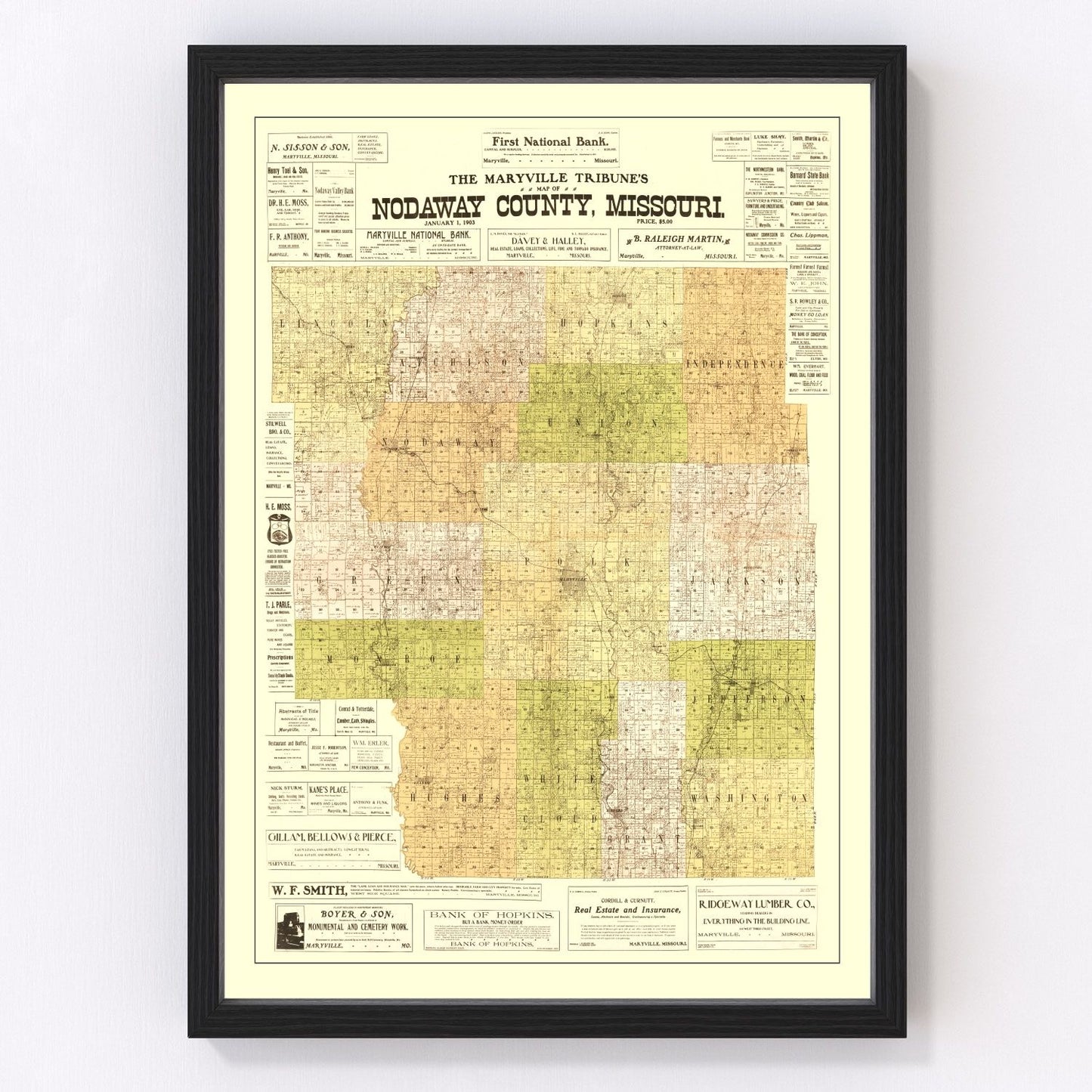 vintage map of Nodaway County, Missouri, 1906