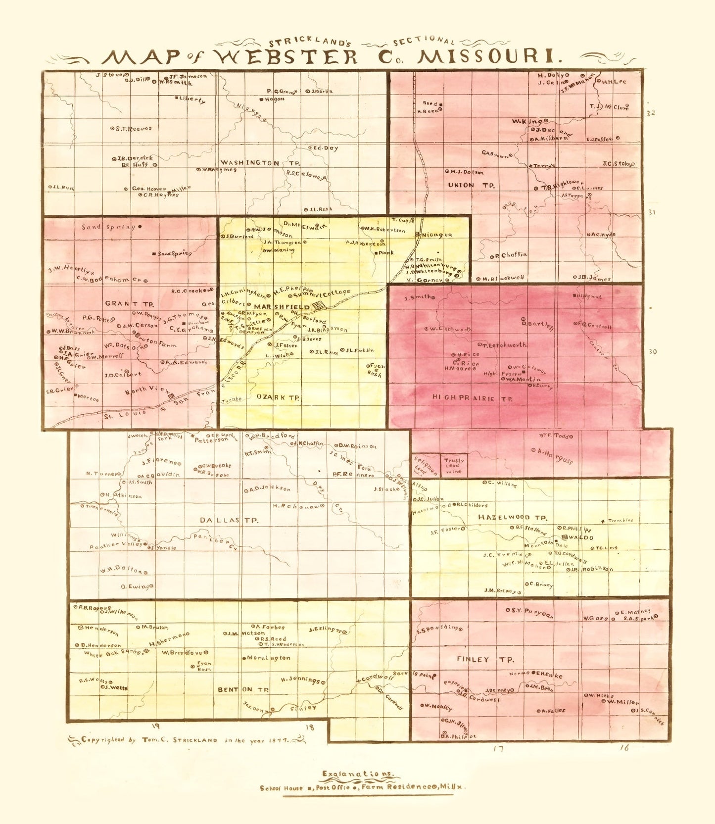 Vintage Map of Webster County, Missouri 1877