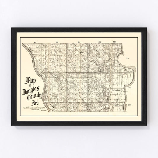 vintage map of Douglas County, Nebraska, 1900