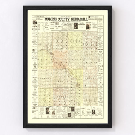 vintage map of Cuming County, Nebraska, 1900