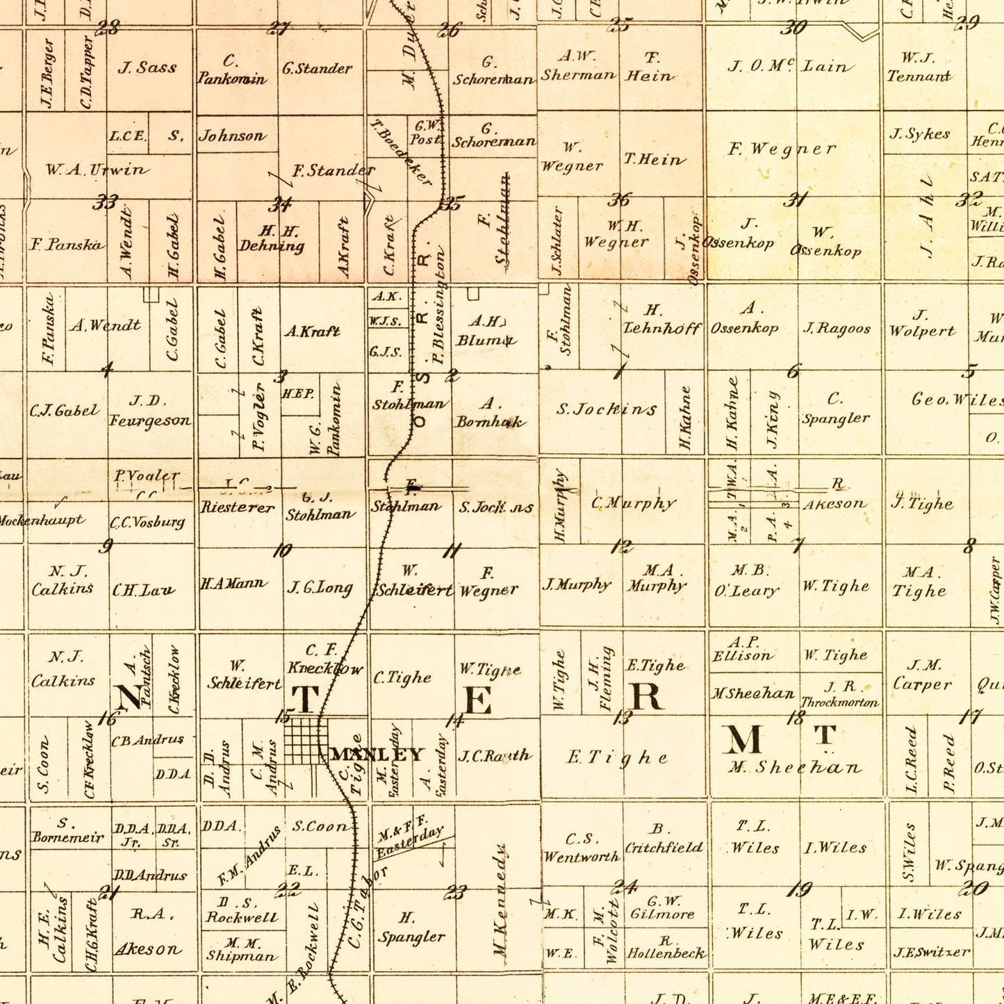 Vintage Map of Cass County, Nebraska, 1894