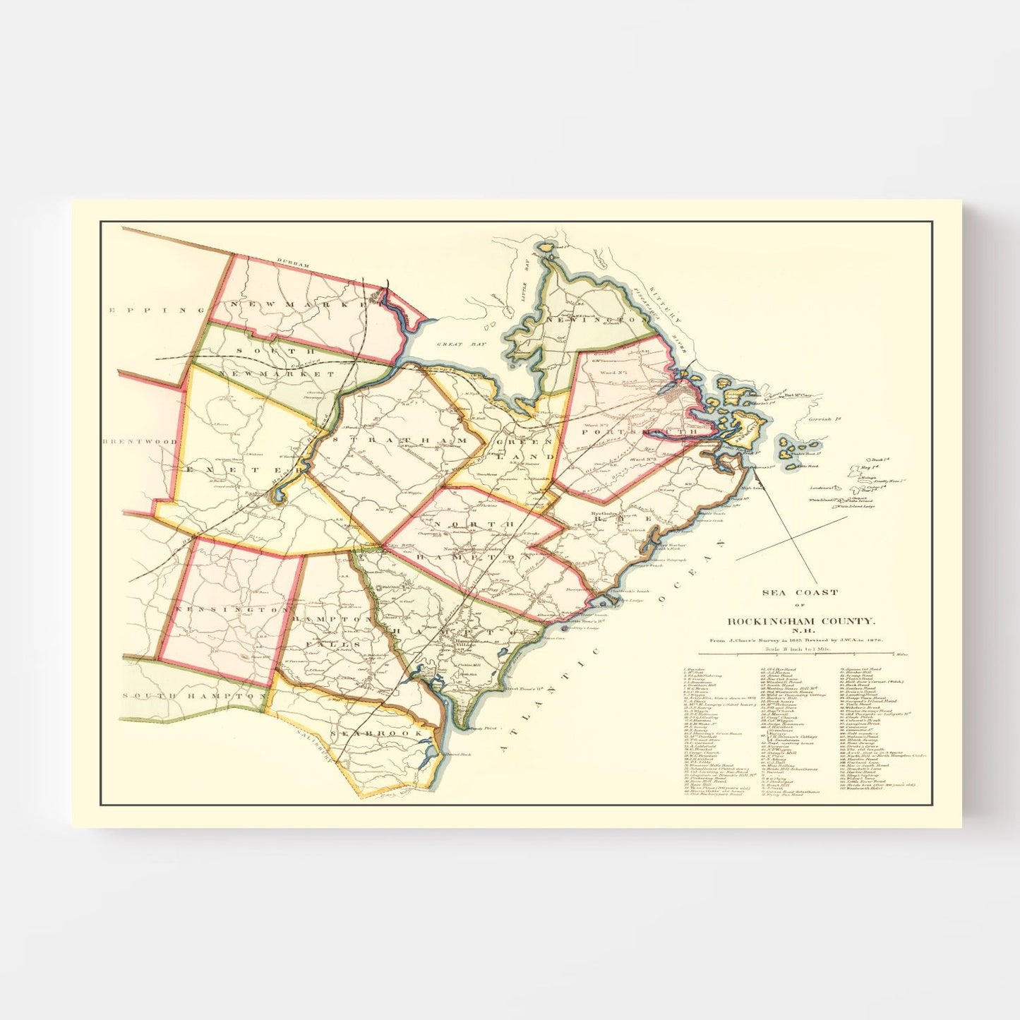 Vintage Map of Rockingham County, New Hampshire, 1876