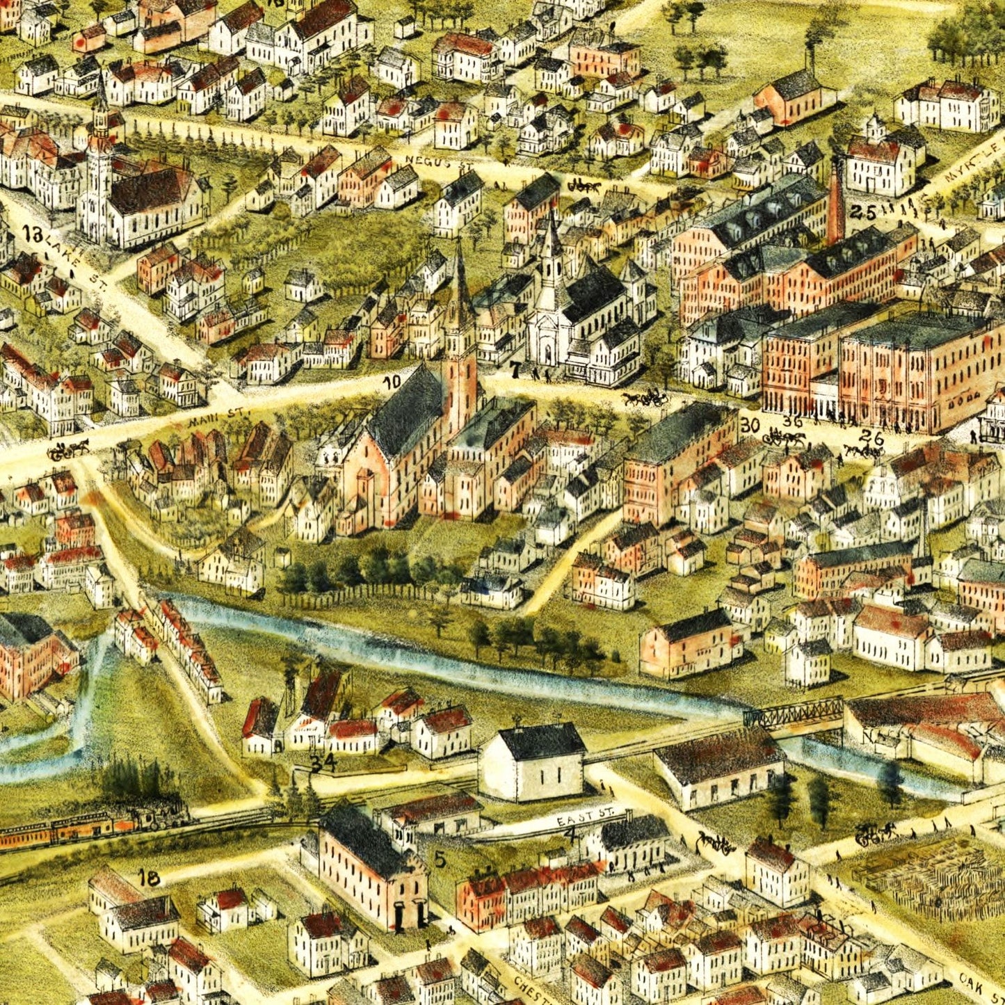Vintage Map of Webster, Massachusetts 1892 Edition A