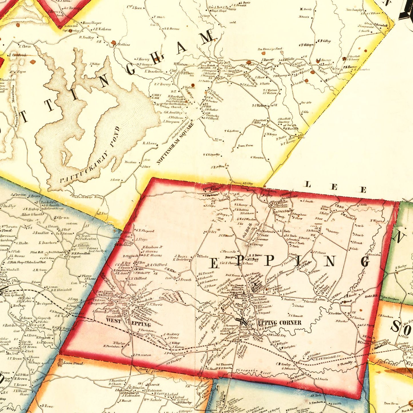 Vintage Map of Rockingham County, New Hampshire, 1857