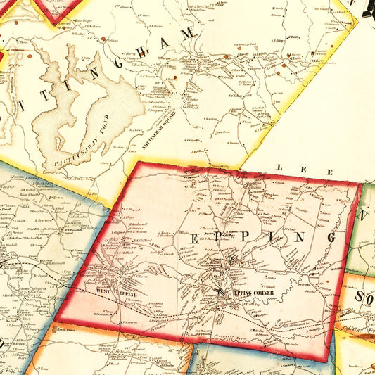 Vintage Map of Rockingham County, New Hampshire, 1857