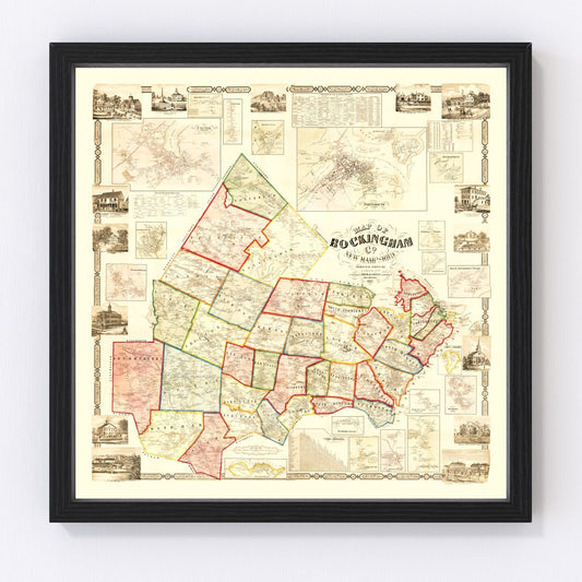 vintage map of Rockingham County, New Hampshire, 1857