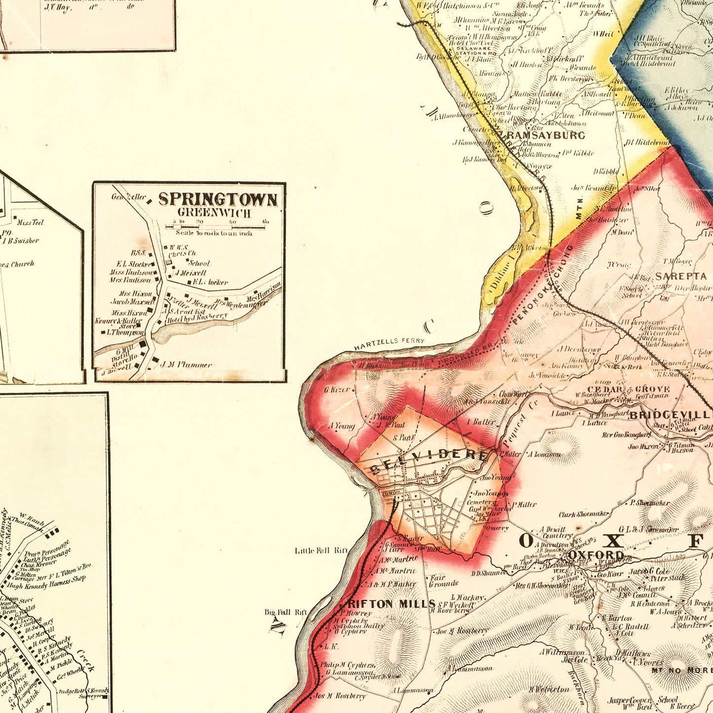 Vintage Map of Warren County, New Jersey, 1860