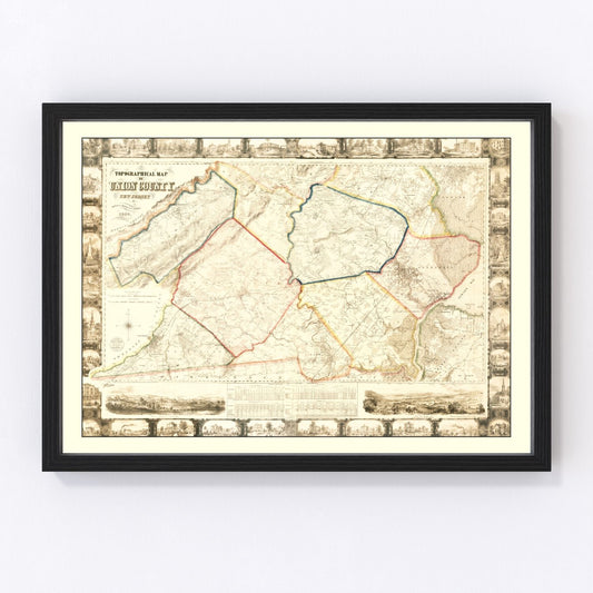 Vintage map of Union County, New Jersey, 1862