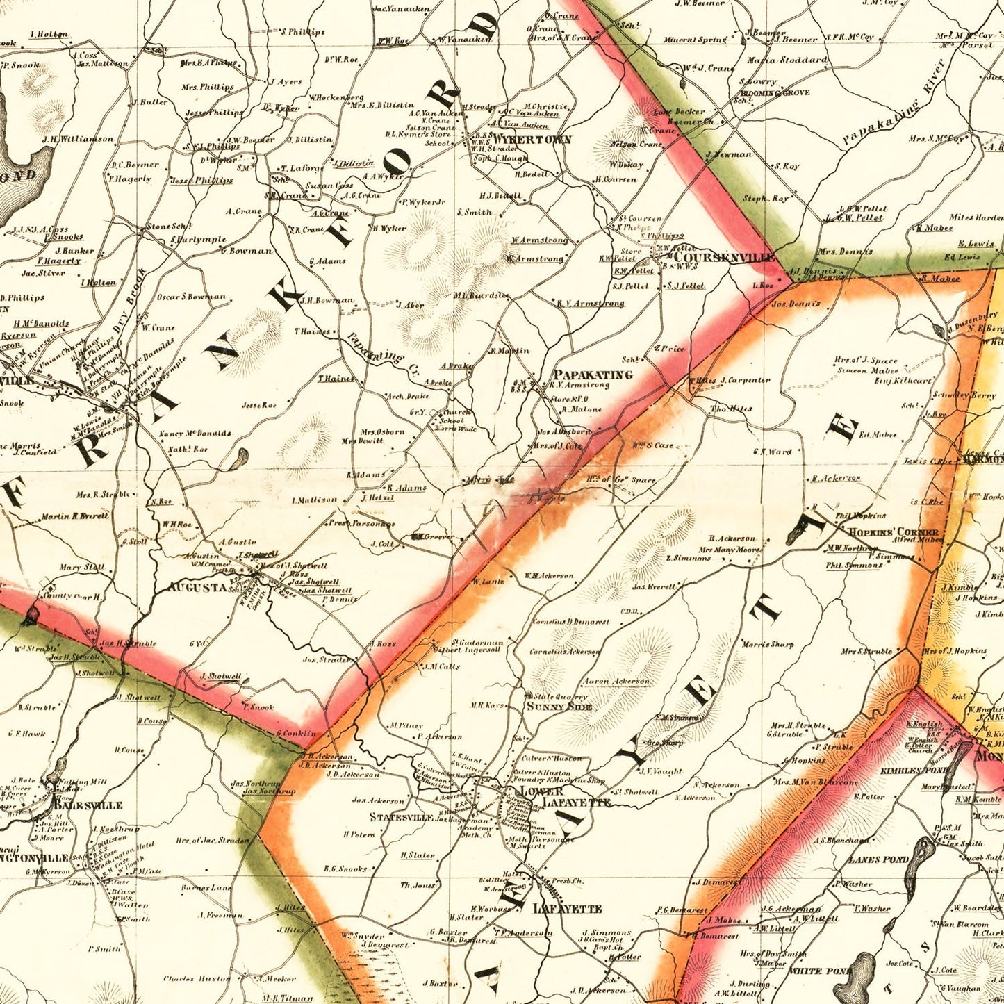 Vintage Map of Sussex County, New Jersey, 1860