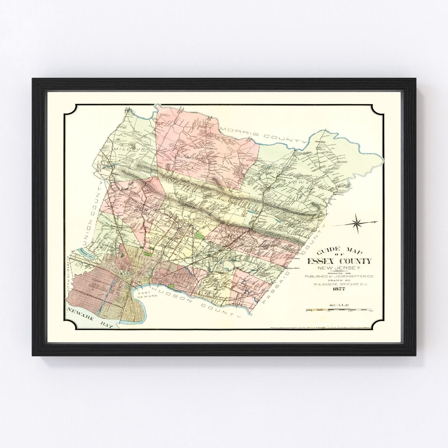 Vintage map of Essex County, New Jersey, 1877