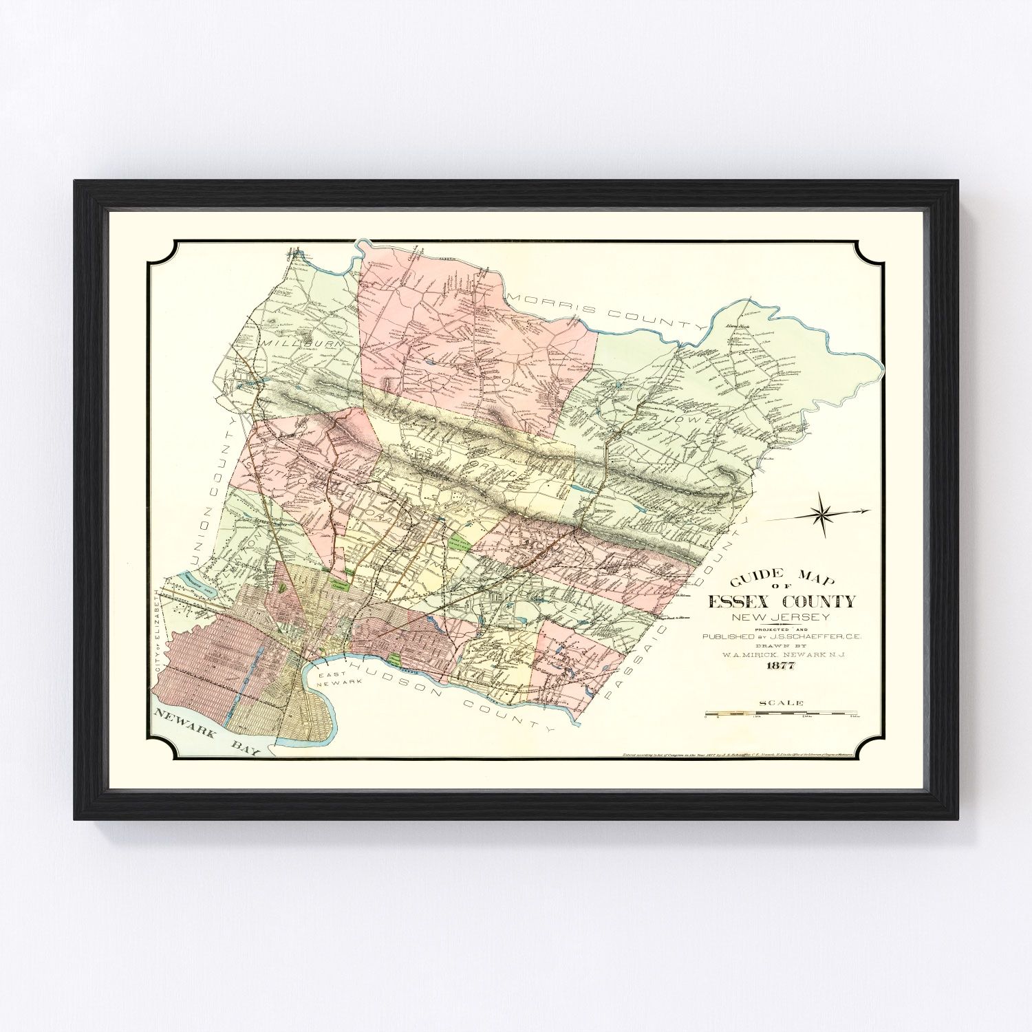 Vintage map of Essex County, New Jersey, 1877