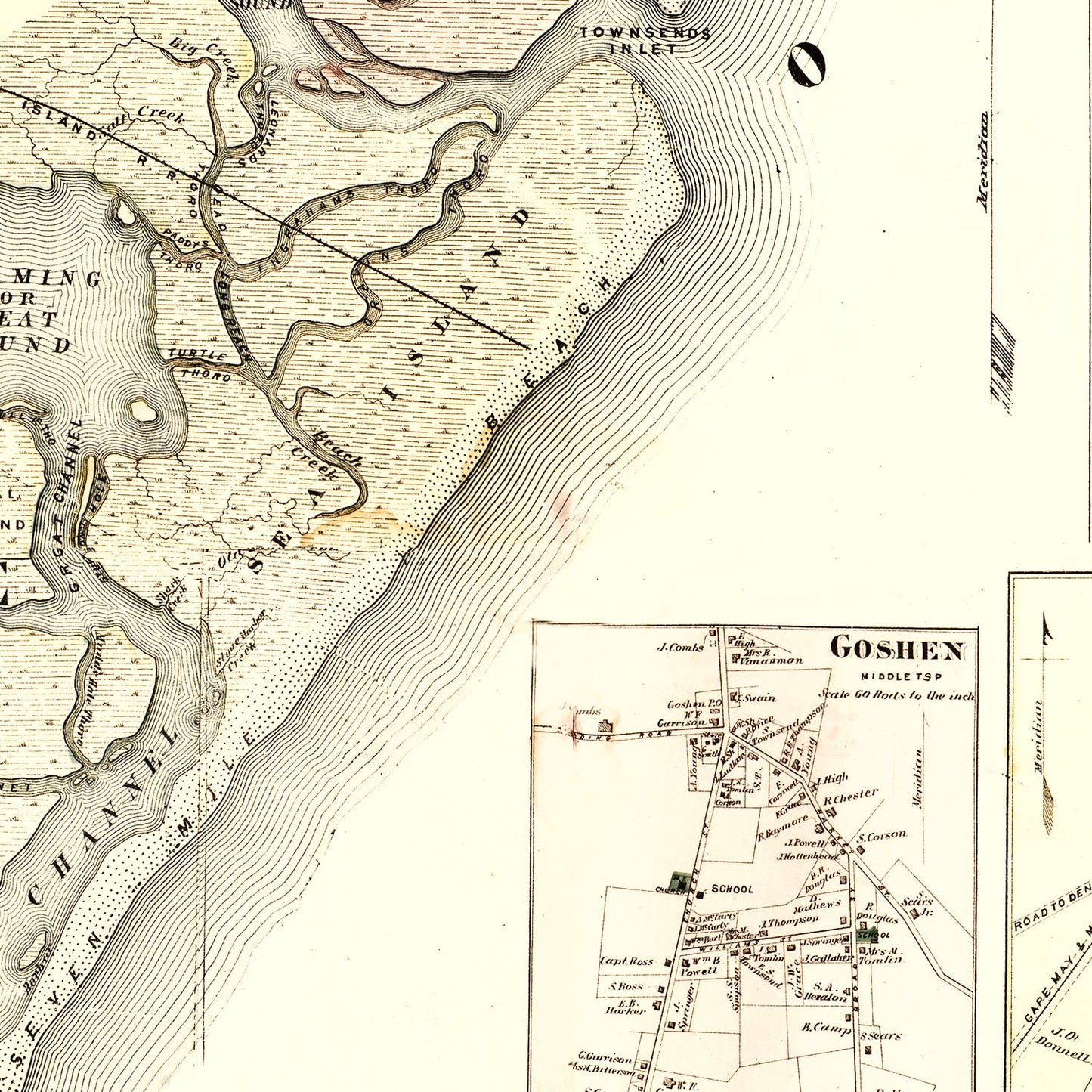 Vintage Map of Cape May County, New Jersey, 1872