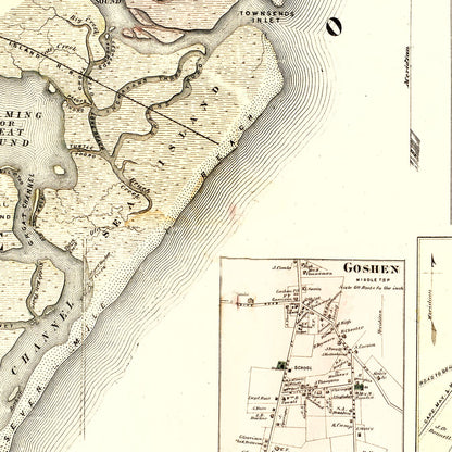 Vintage Map of Cape May County, New Jersey, 1872