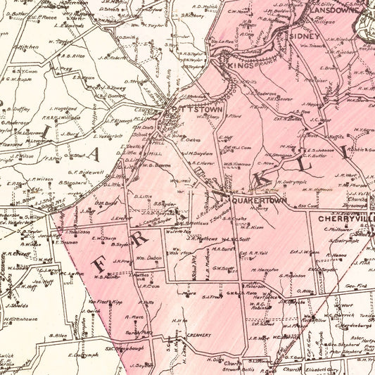 Vintage Map of Hunterdon County, New Jersey, 1902