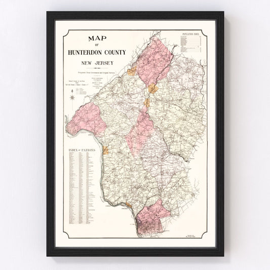 vintage map of Hunterdon County, New Jersey, 1902