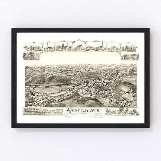 Vintage map of West Boylston, Massachusetts, 1891, Wachusett watershed farmland