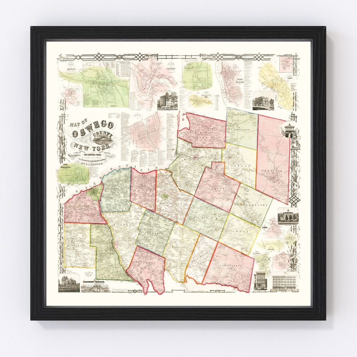 Vintage map of Oswego County, New York, 1854