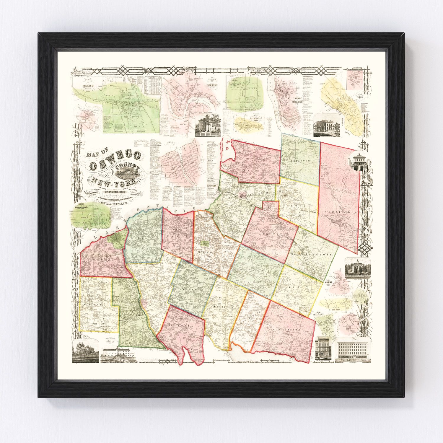 Vintage map of Oswego County, New York, 1854