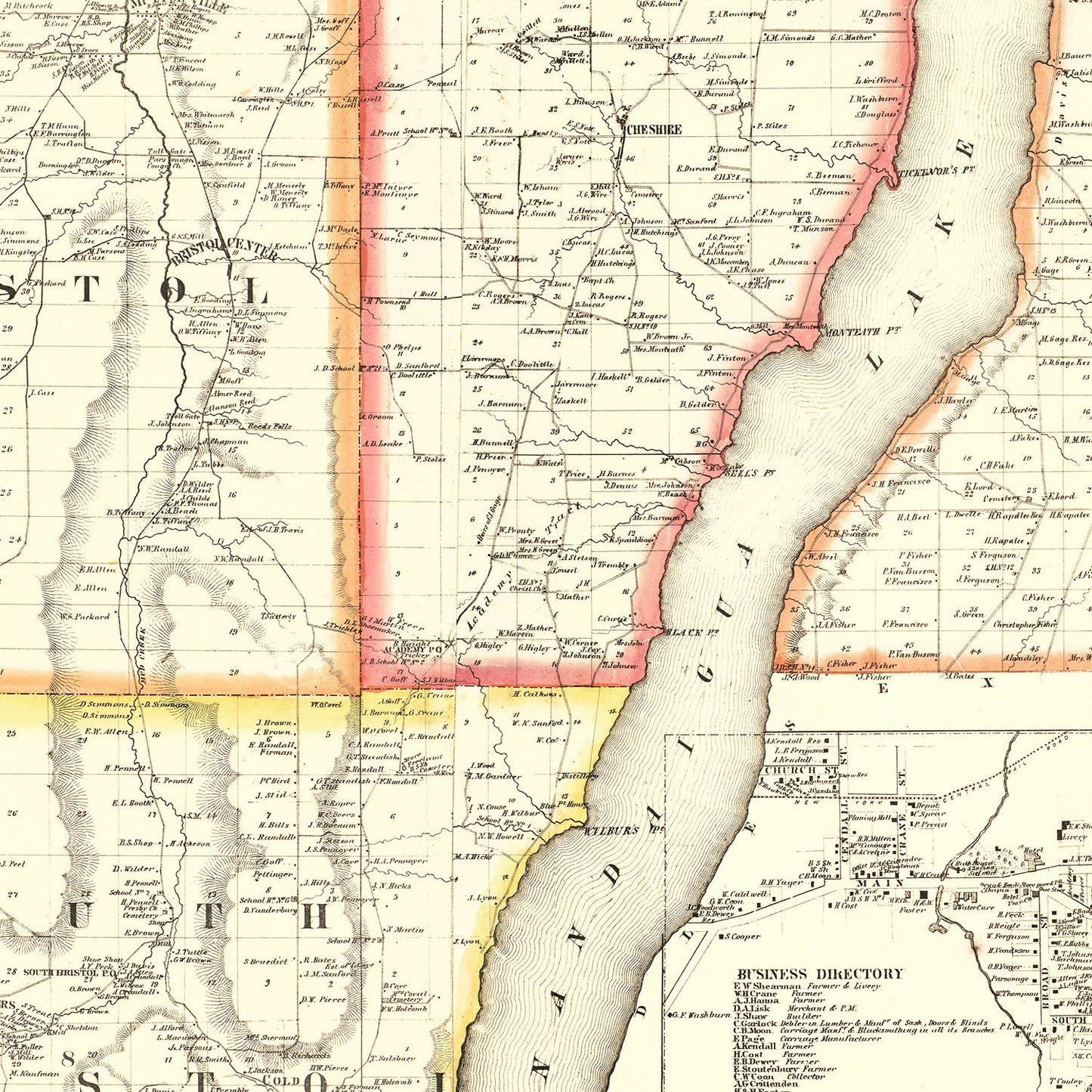 Vintage Map of Ontario County, New York, 1859