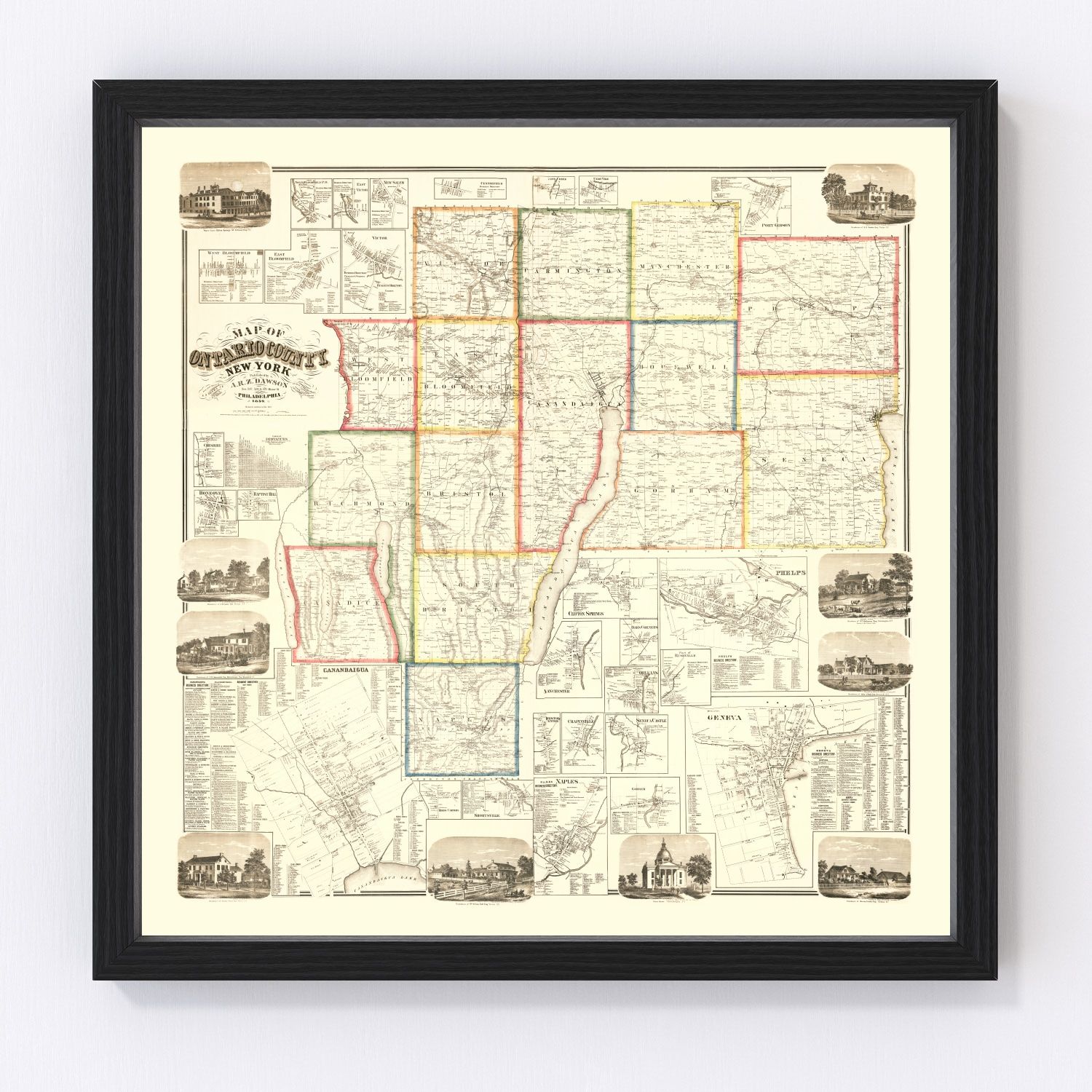 Vintage map of Ontario County, New York, 1859