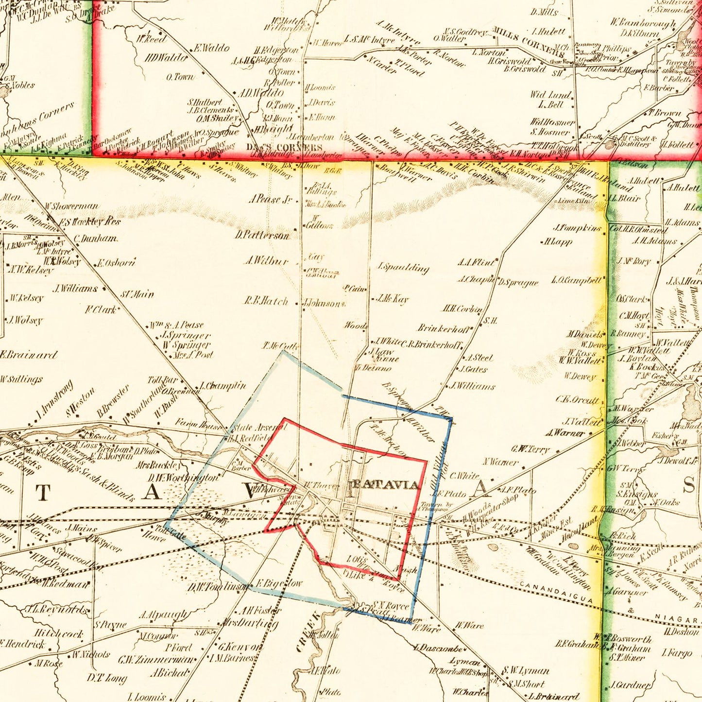 Vintage Map of Genesee County, New York, 1854 II