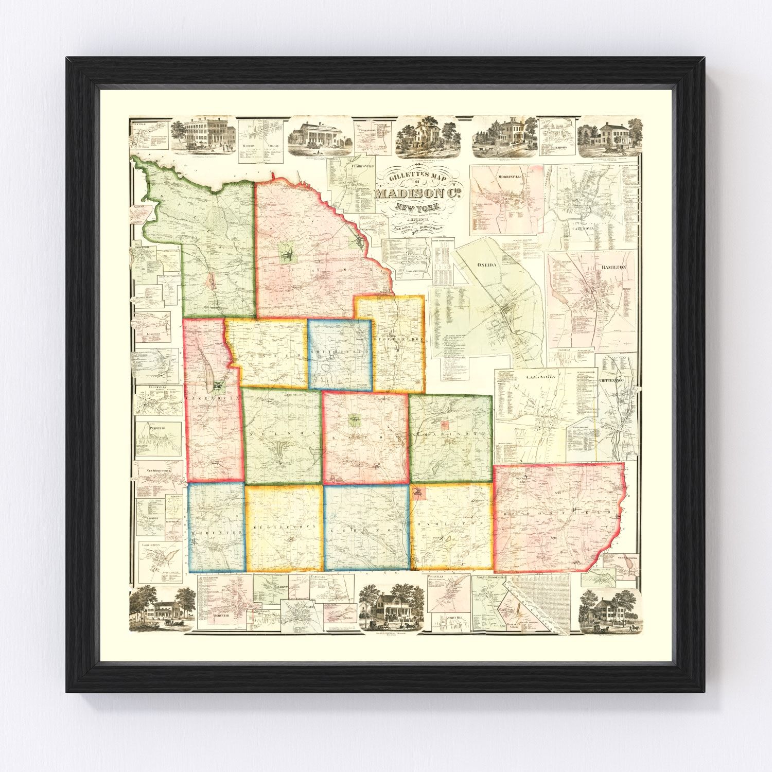 Vintage map of Madison County, New York, 1859