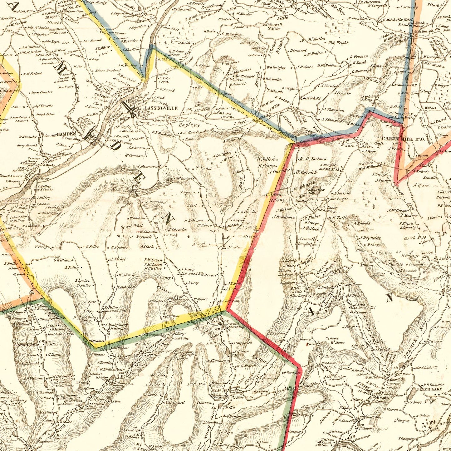 Vintage Map of Delaware County, New York, 1856